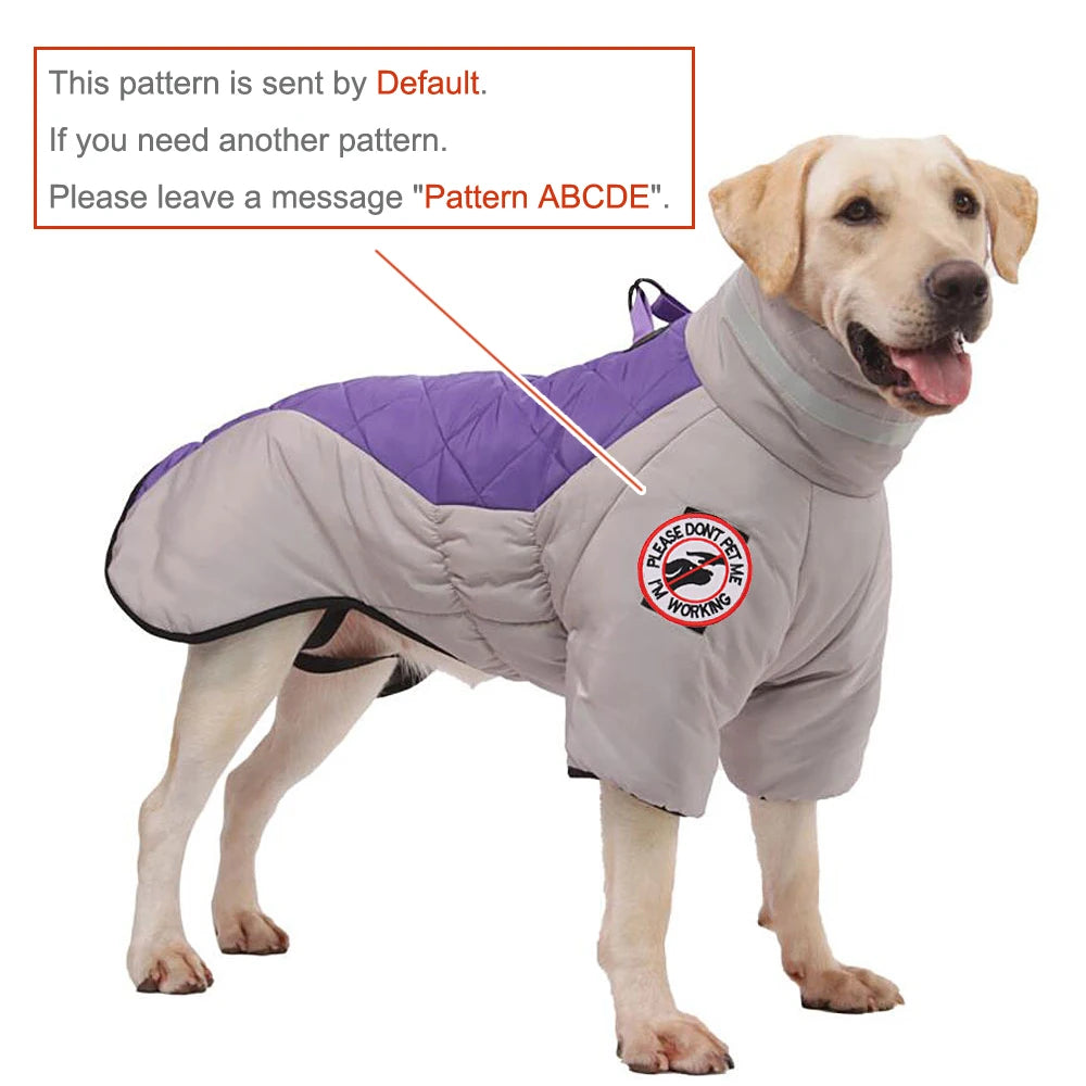 High-neck Warm Dog Jacket Cotton Coat Reflective Vest Thicken Autumn Winter Pet Clothes for Medium Large Dog