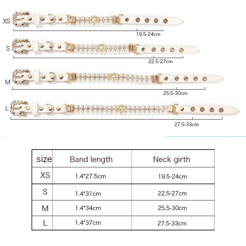 Artificial Pearl Crystal Small Dog Cat Collar Necklace Pendant Puppy Pet Collar Neck Chain