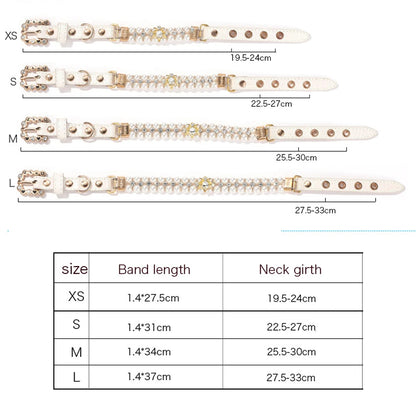 Artificial Pearl Crystal Small Dog Cat Collar Necklace Pendant Puppy Pet Collar Neck Chain