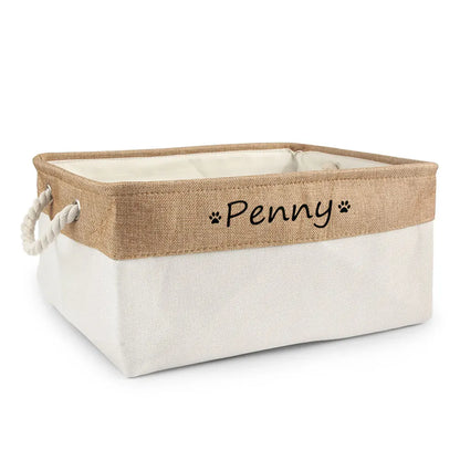 Free Custom Basket Cat Dog Toy Print Name Pet Storage Box DIY Toys Clothes Accessories Foldable Organize Customized