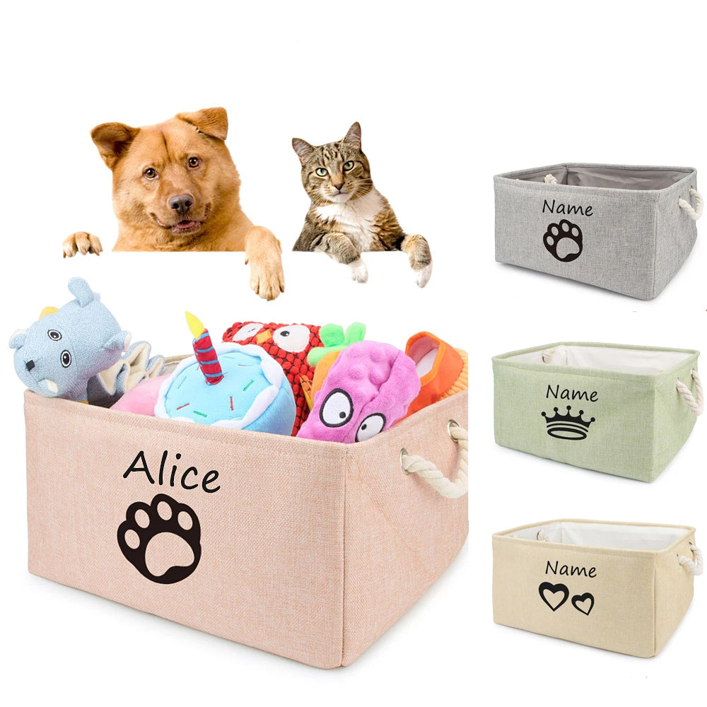 Basket Toys Dog Paw Personalized Pet Toy Storage Box For Clothes Custom Cat Product With Name Dog