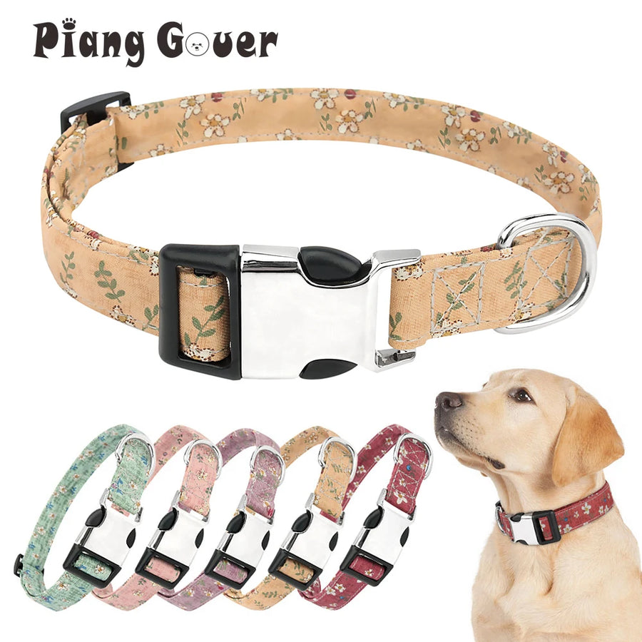 Vintage Flower Dog Collar Pet Cat Adjustable Collars for Small Medium Large Dogs